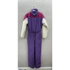 Lescan Womens Snowsuit Size 12 Purple One Piece Full Body Vintage Ski Suit